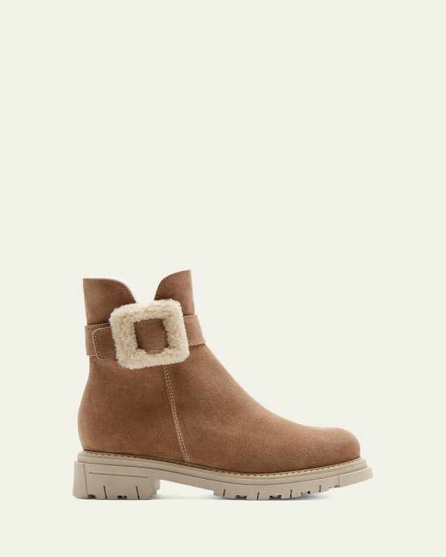Dax Suede Shearling Buckle Booties